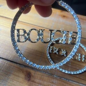 Bougie Big Gold Hoop Earrings Bling Street Baddie Gold Hoops Large Huge New